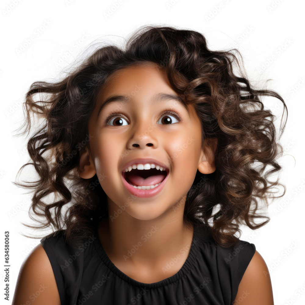 Professional head shot of a 10-year-old girl laughing. Professional head shot of a 10-year-old girl laughing.
