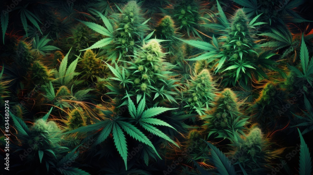 Illustration with cannabis plants Illustration with cannabis plants