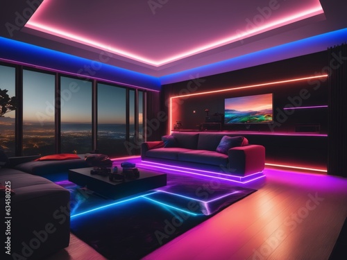 a luxury home with rgb, streamer, gaming version © Arhitercture