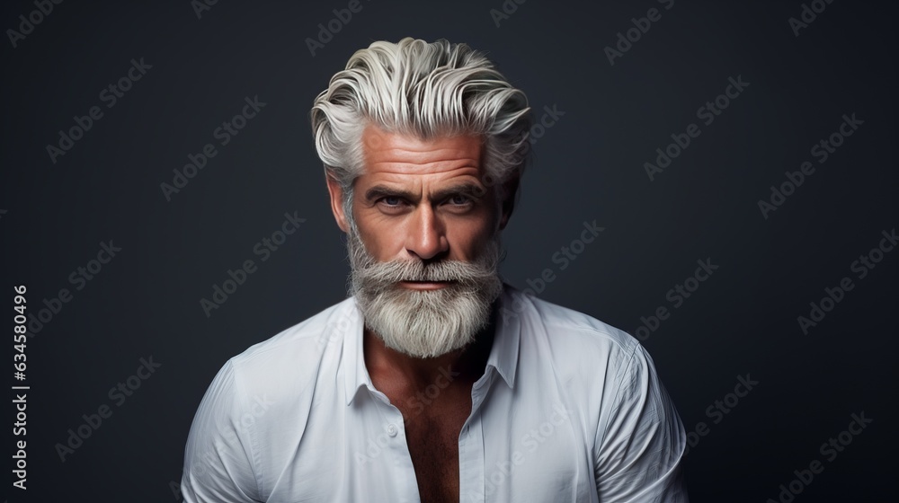 Beautiful elderly man with grey hair