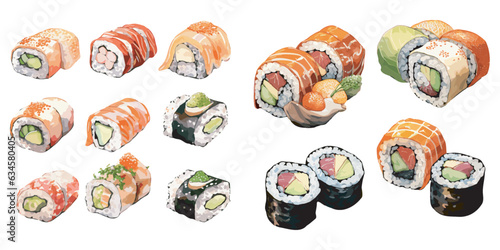 watercolor sushi clipart for graphic resources