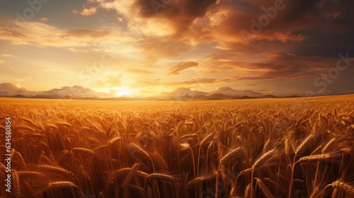 Beautiful background with wheat field and sky © savvalinka