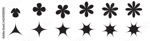 abstract shape brutalism y2k element design star flower light burst