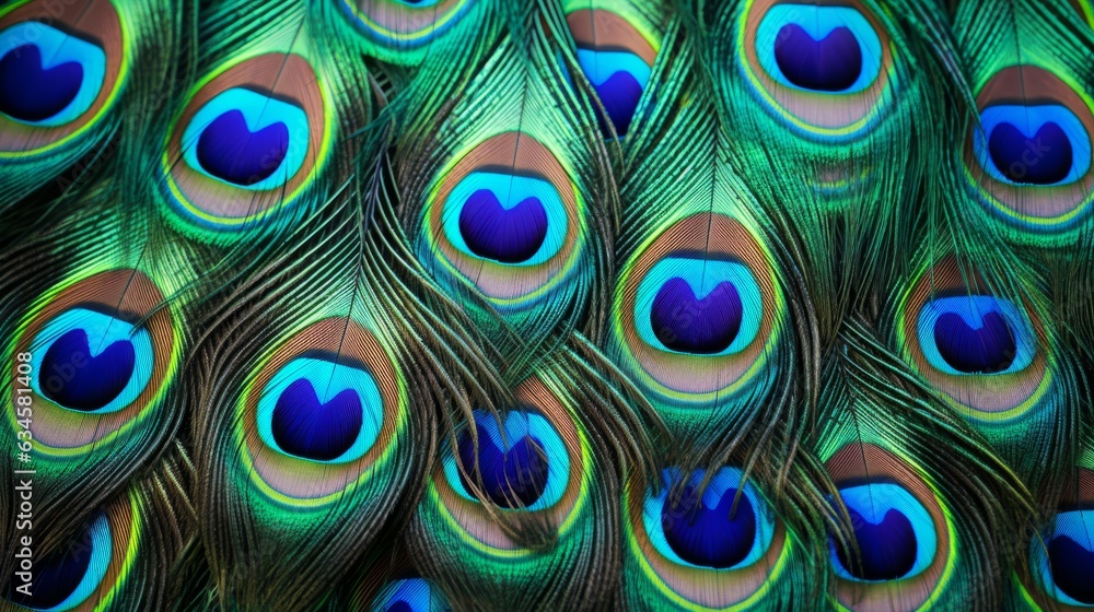 Obraz premium Beautiful peacock feathers in close up