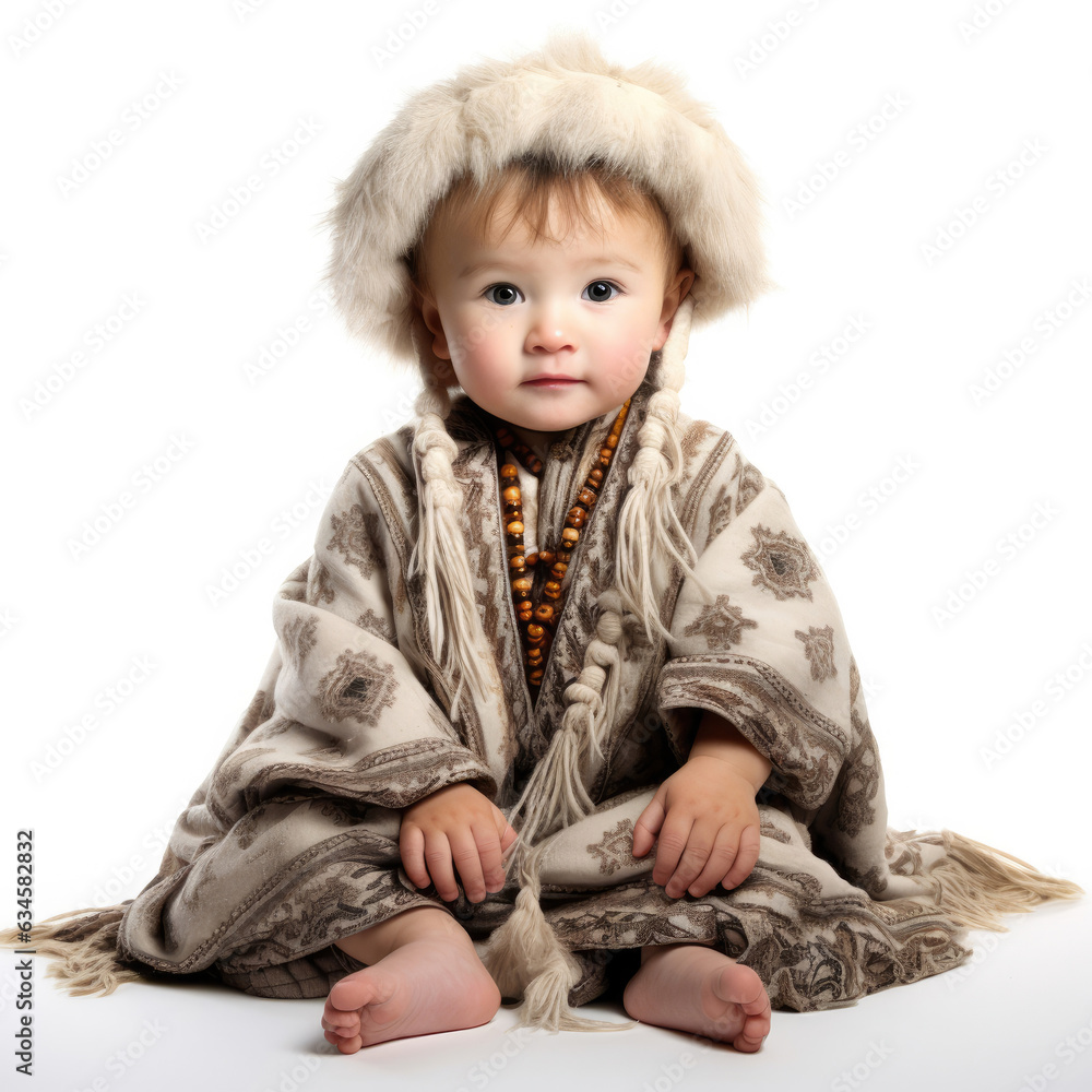 Studio shot of a Pumi toddler in soft traditional attire. Studio shot of a Pumi toddler in soft traditional attire.