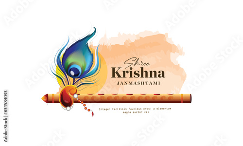 Creative Hand Lettering Text "Krishna Janmashtami" with Beautiful Illustration of Dahi Handi, Traditional Poster Design for Hindu Festival Shree Krishna Janmashtami.