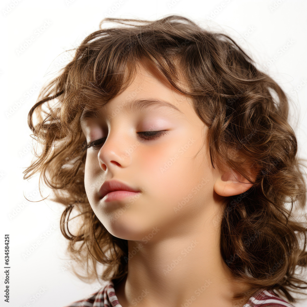 Professional studio head shot of a drowsy 5-year-old Jordanian boy with half-closed eyes. Professional studio head shot of a drowsy 5-year-old Jordanian boy with half-closed eyes.