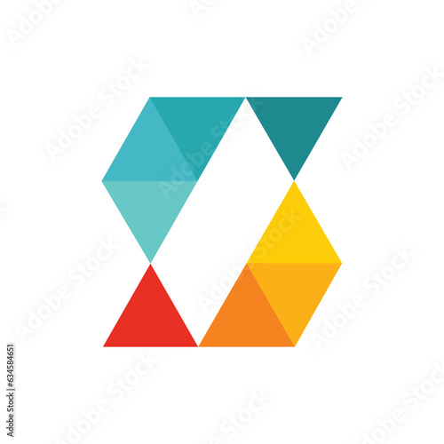 s Letter Blue Triangle Geometric Logo