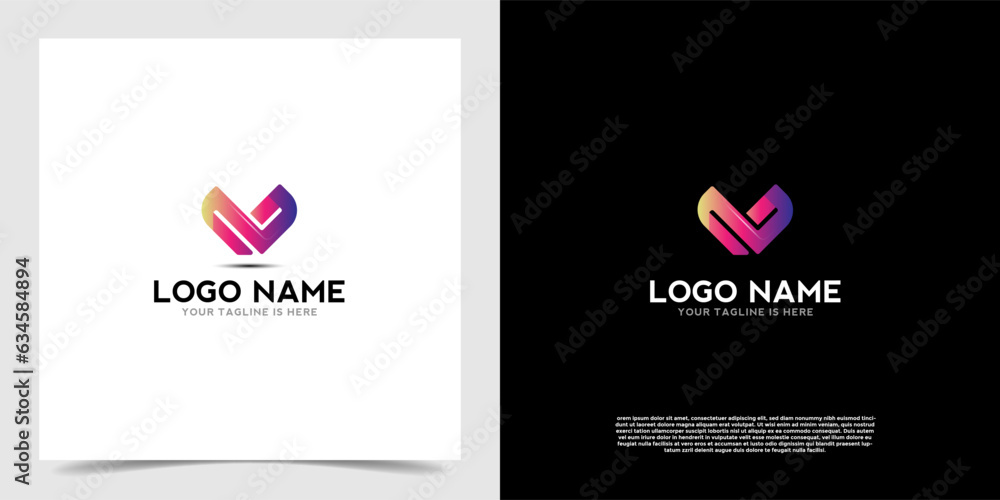 Fototapeta premium Vector Geometric graphic and letter V logo design. V initial logo vector template
