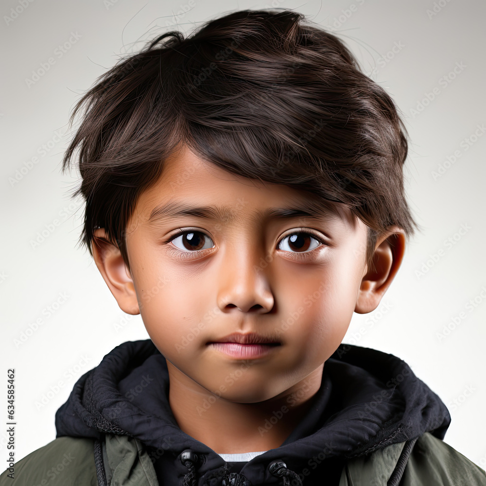 A focused 9-year-old Indonesian boy with a determined gaze. A focused 9-year-old Indonesian boy with a determined gaze.