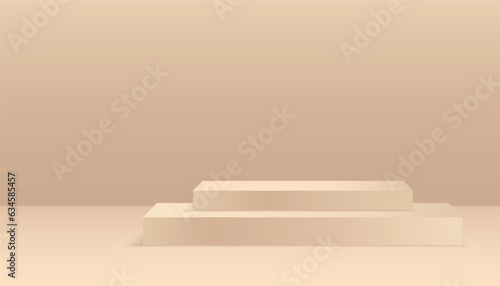 Beige podium, pedestal.Product presentation, mock up, show cosmetic product. Vector illustration.