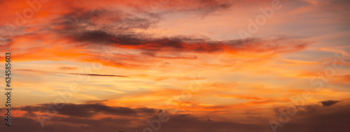 Panoramic photo sunset sky with colorful clouds © Sergey Fedoskin