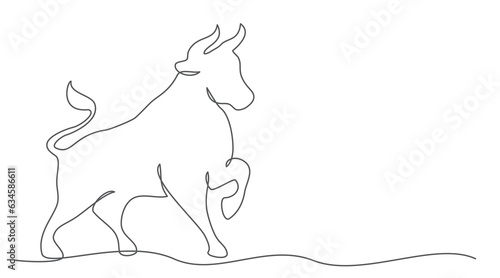 Buffalo One line drawing isolated on white background