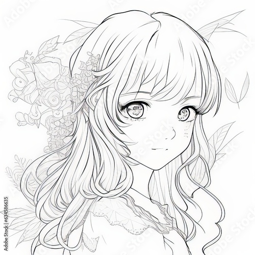 Anime Manga Portrait Detailed Coloring Page