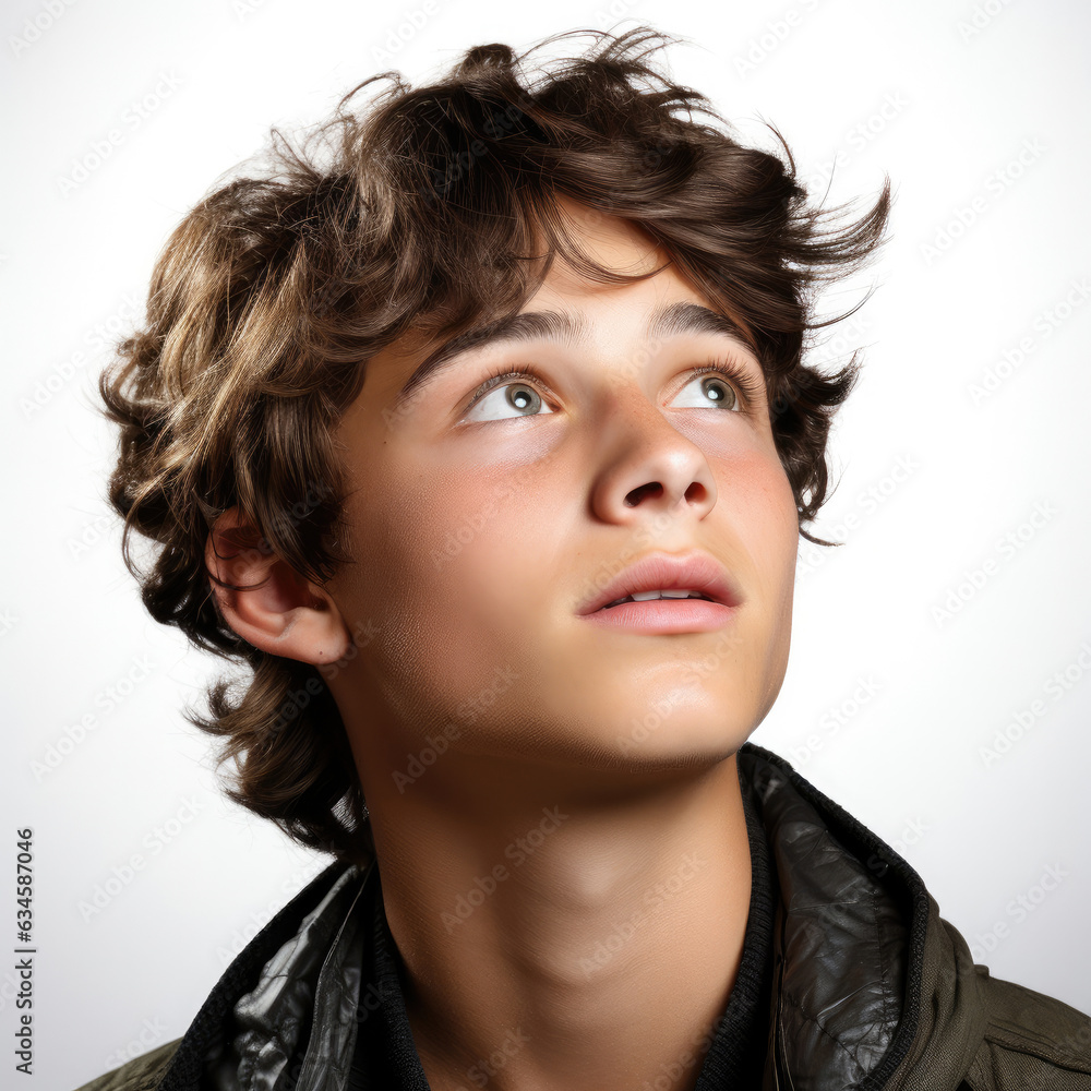 A professional studio head shot of a 15-year-old Bangladeshi boy with a dreamy expression, looking upwards. A professional studio head shot of a 15-year-old Bangladeshi boy with a dreamy expression, looking upwards.