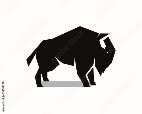 abstract silhouette stand bison logo design template illustration inspiration