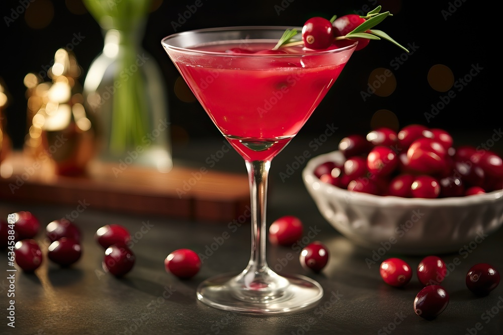 Thanksgiving cocktail. Red cranberry martini beverage with ice. Autumn drinks. Thanksgiving cocktail. Red cranberry martini beverage with ice. Autumn drinks.