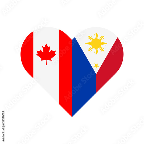 unity concept. heart shape icon of canada and philippines flags. vector illustration isolated on white background