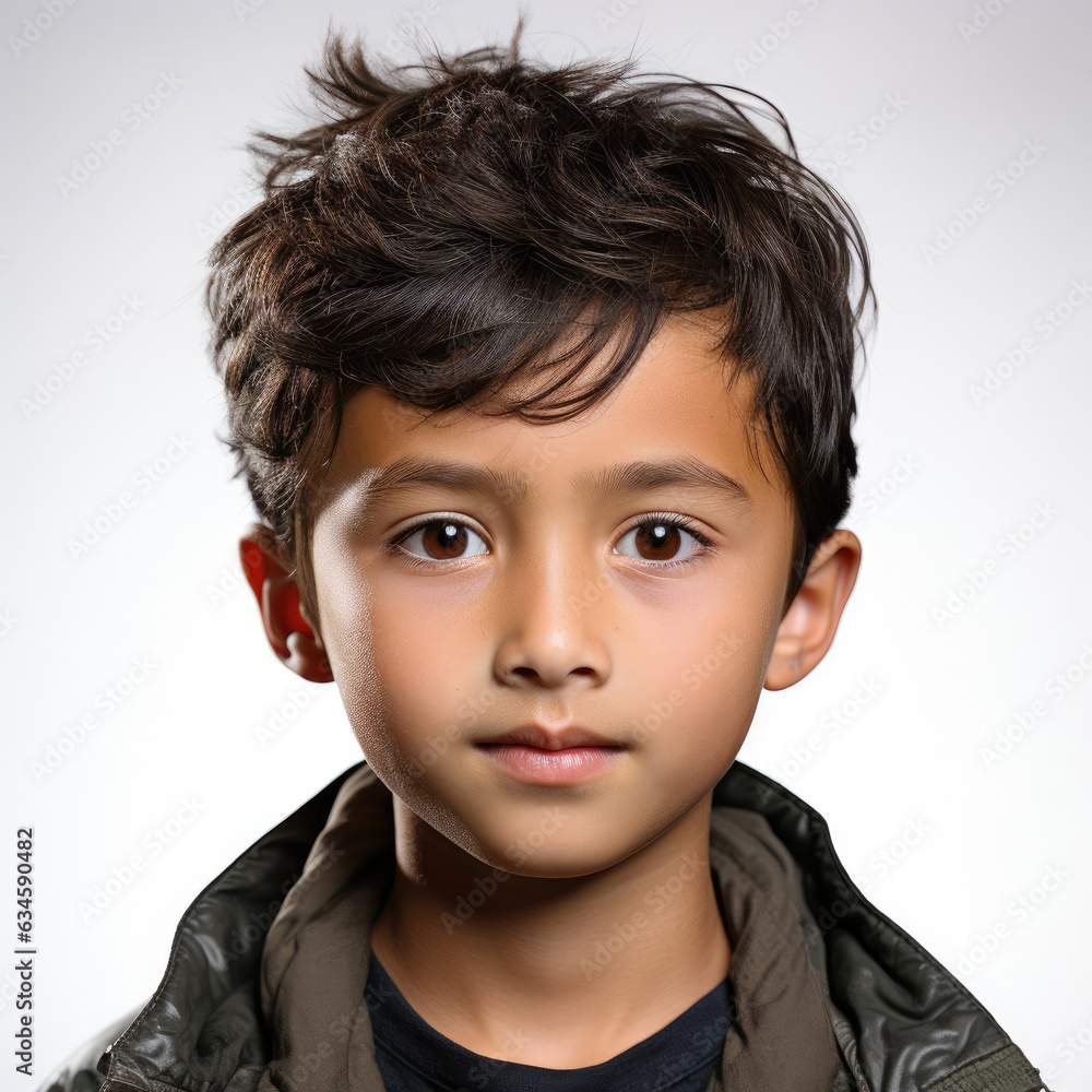 Professional studio head shot of a relaxed 9-year-old Vietnamese boy with a light smirk. Professional studio head shot of a relaxed 9-year-old Vietnamese boy with a light smirk.