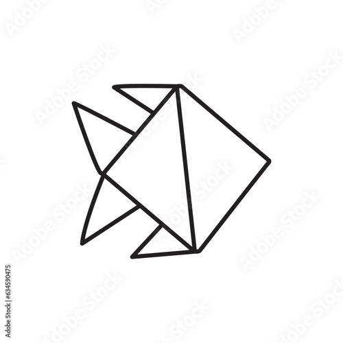Fish origami icon. Paper folding art, Containing origami, Origami flat line icon. Paper art vector illustrations. Thin signs for japanese creative hobby, Vector illustration.