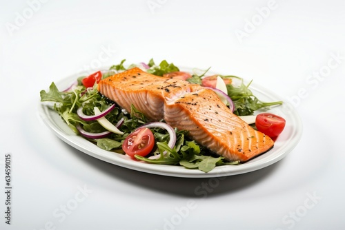 Elegant Baked Salmon Food Composition