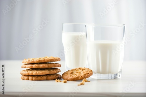 Morning Bliss  Biscuits and Milk on White Background