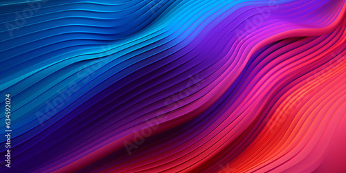 Abstract background with wavy line pattern, 3d, dichroic colors - Generative Ai photo
