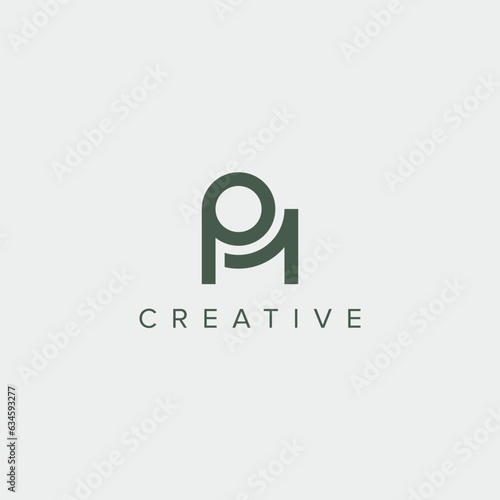 Modern minimal letter PM MP logo design template - vector.