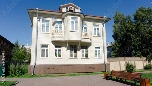 ARKHANGELSK, RUSSIA - July, 29, 2023: old architecture, architectural monuments on Chumbarov-Luchinsky street