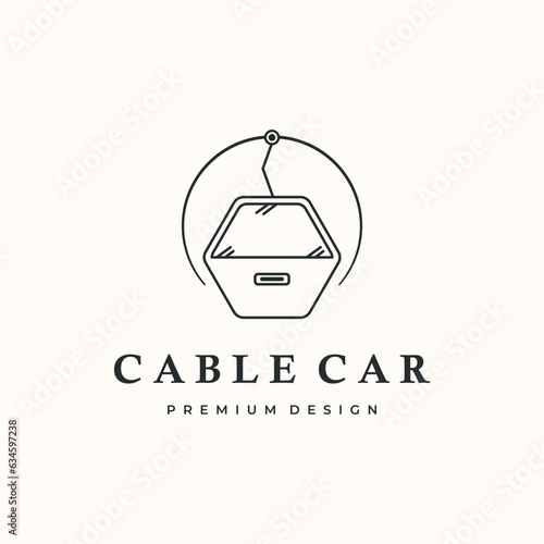 gondola railway line art logo vector minimalist illustration design, gondola transportation symbol design