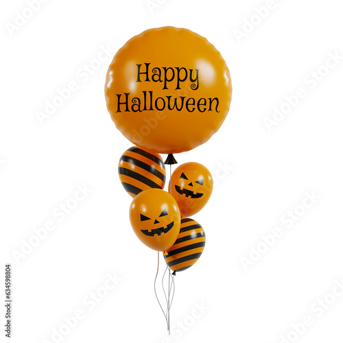 Halloween Balloons 3D Illustration. Happy Halloween Decotation. photo