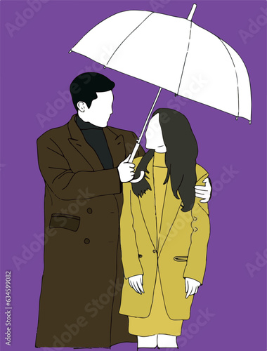 korean couple drama romance scene vector image