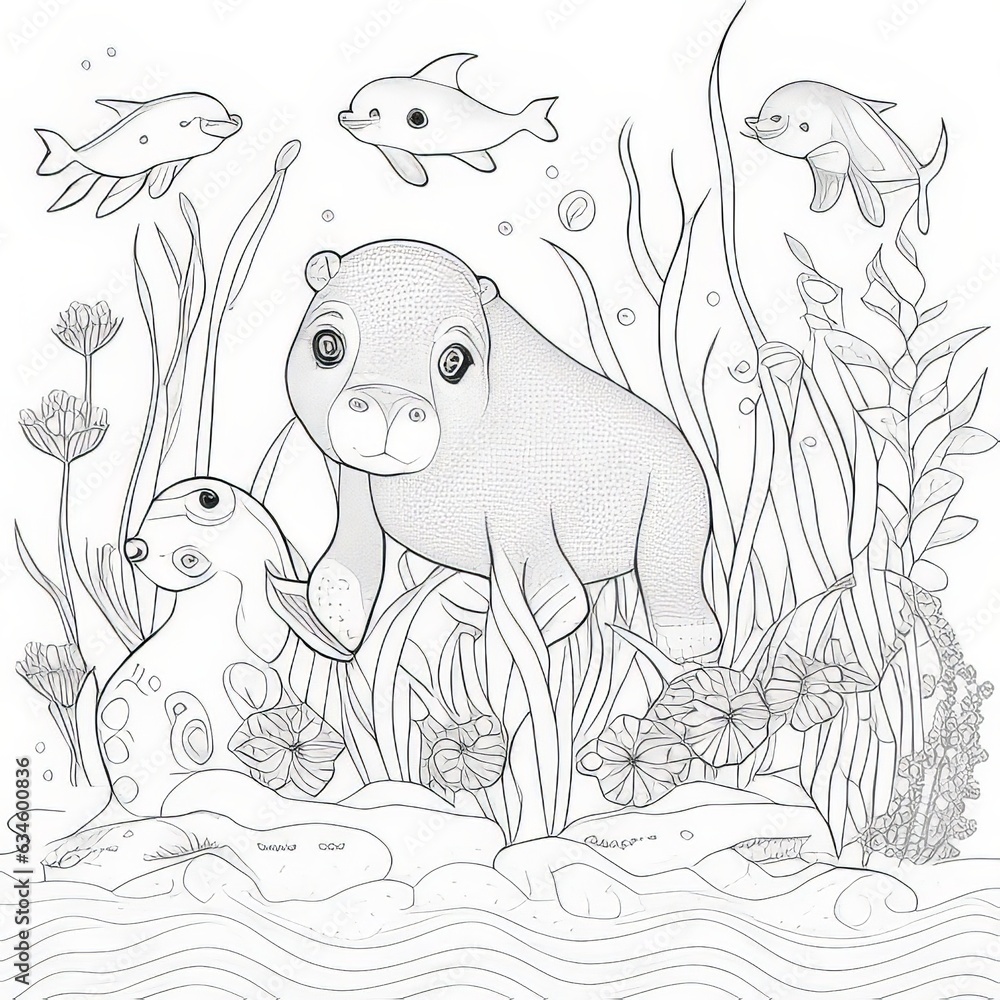 Fototapeta premium Enchanted Animal World: Coloring Book Page for Children