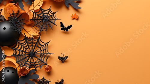 Elegant Enigma: Deep Orange Backdrop Enhanced by Halloween Decor