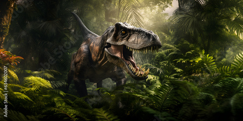 Tyrannosaurus Rex. T-rex. Large predatory dinosaur of the Cretaceous period with huge teeth  © David Costa Art