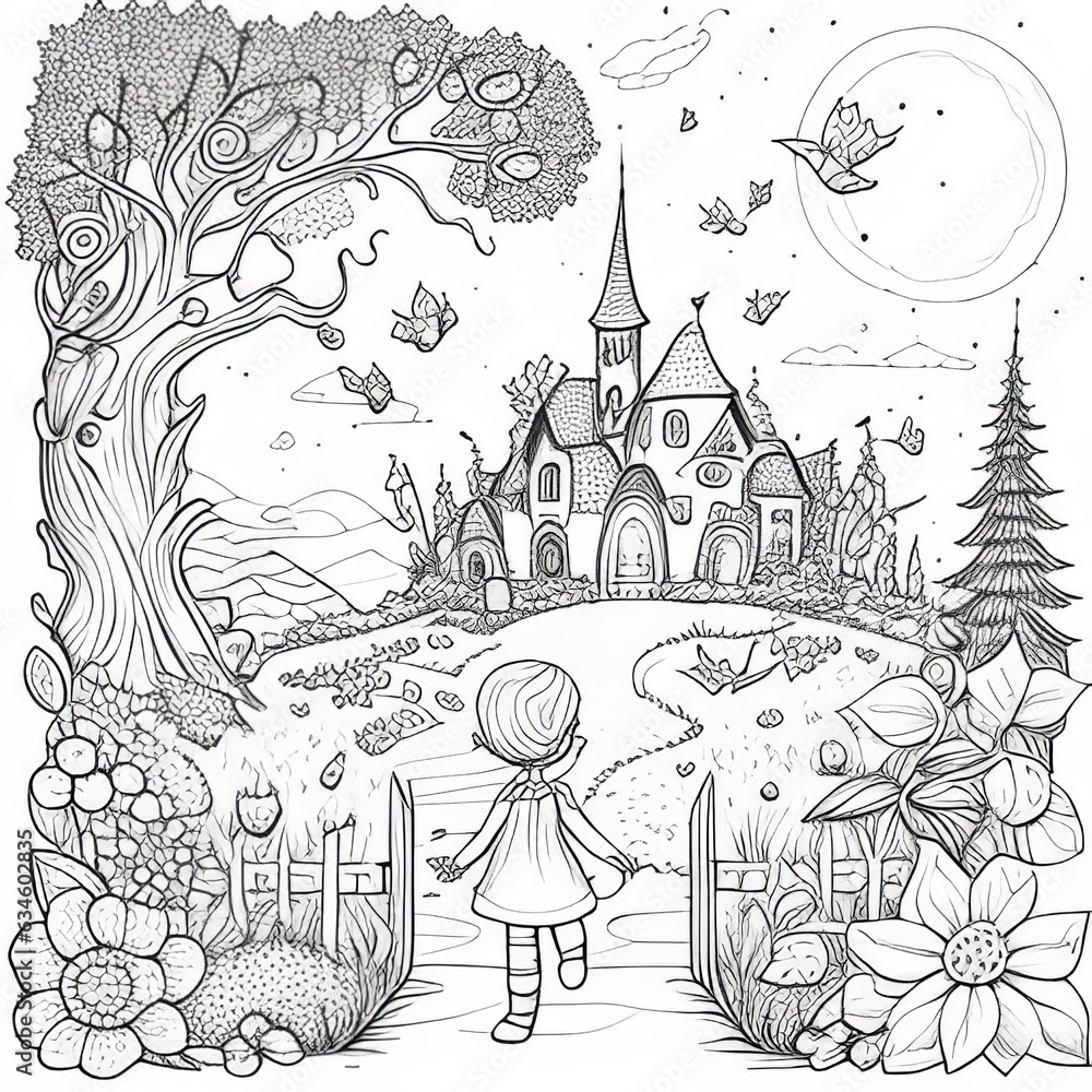 Fantastical Feats: Coloring Book Page for Kids' Magical World 