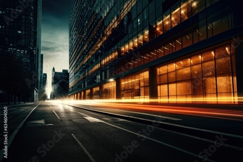  featuring an empty road lined with illuminated buildings creating a beautifully blurred background
