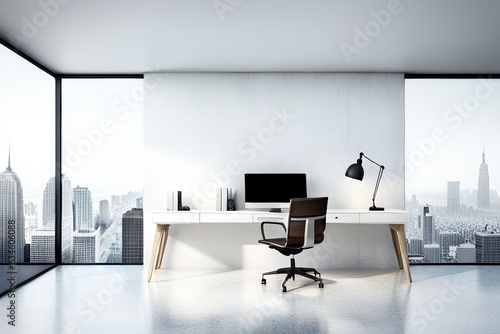 work desk with empty space. Stylish Modern Interior © Екатерина Переславце