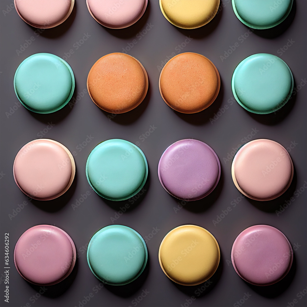 top view of colorful macarons top view of colorful macarons