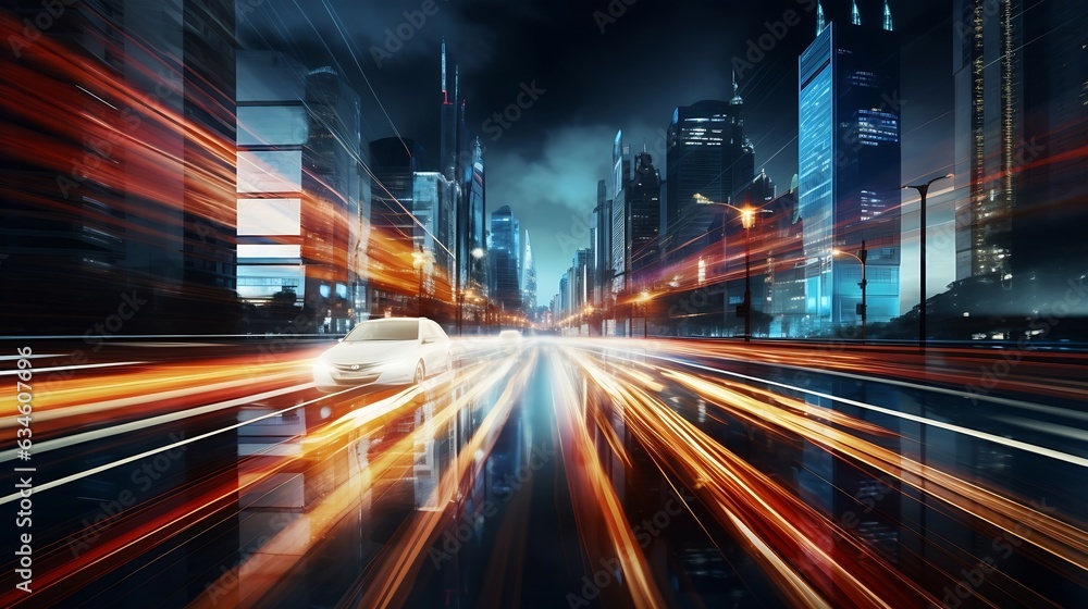 Obraz premium Generative AI : Abstract Motion Blur City