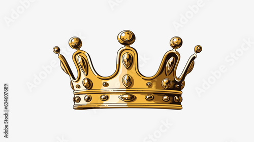 Golden crown drawing on white background vector