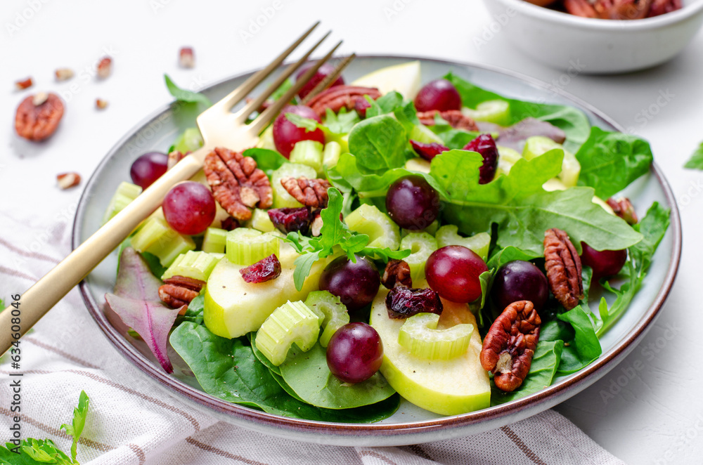 Waldorf Salad, Fresh Apple Salad with Cranberry, Grapes, Pecans and Salad Mix, Fall Salad, Comfort Food