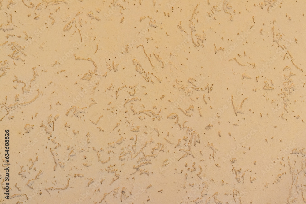 Texture of a wall covered with decorative bark beetle plaster
