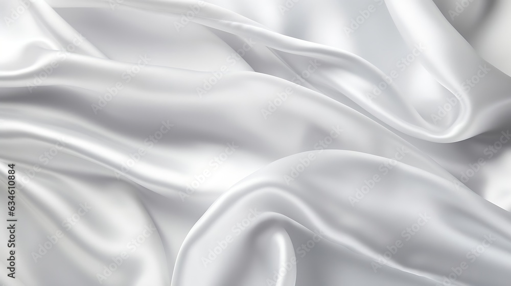 Generative AI : White gray satin texture that is white silver fabric silk panorama background with beautiful soft blur pattern natural.