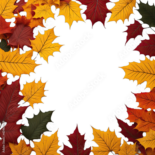 autumn leaves frame, autmn leaves border isolated on white background, png high quality