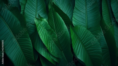 Generative AI : abstract green leaf texture, nature background, tropical leaf