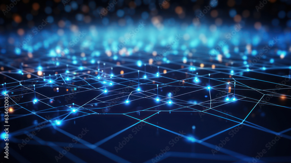 Abstract futuristic network technology on dark blue