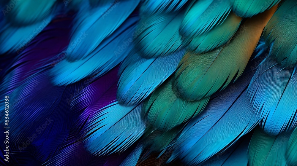 Obraz premium Generative AI : plumage background of bird closeup
