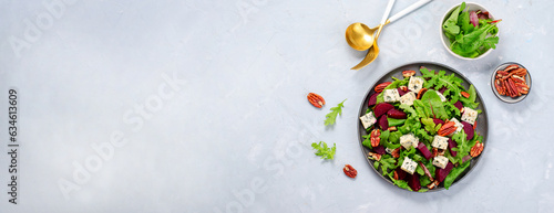 Wallpaper Mural Beetroot Salad with Blue Cheese, Nuts and Salad Mix over Bright Background Torontodigital.ca