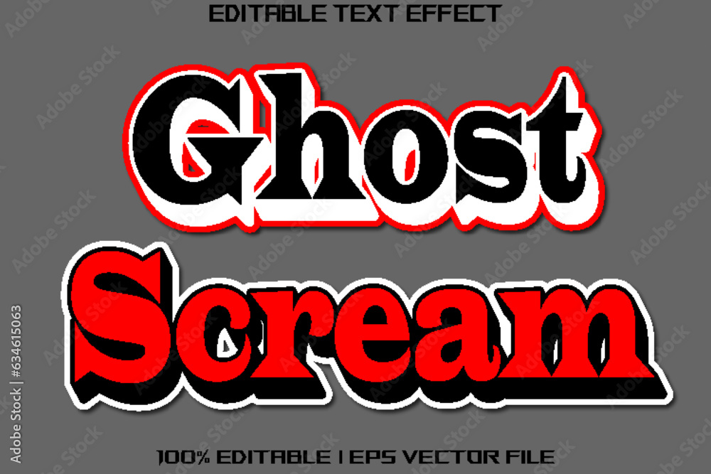Ghost Scream Editable Text Effect Emboss Cartoon Style
